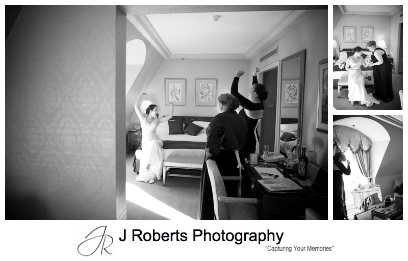 B&W portraits of brides preparation - sydney wedding photography
